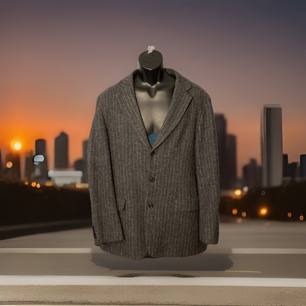 Hugo Boss Harris Tweed Pin Strip Jacket‎ 100% Virgin Wool 42L Mens Vintage